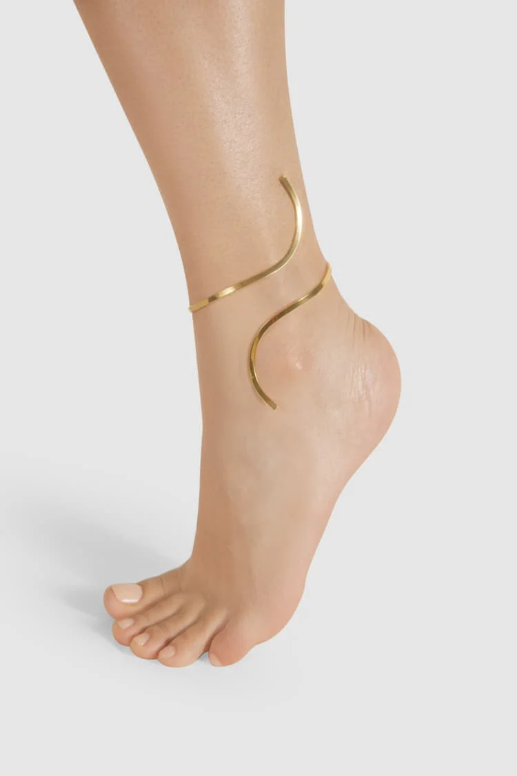 Gold Spiral Ankle Bracelet - Image 2