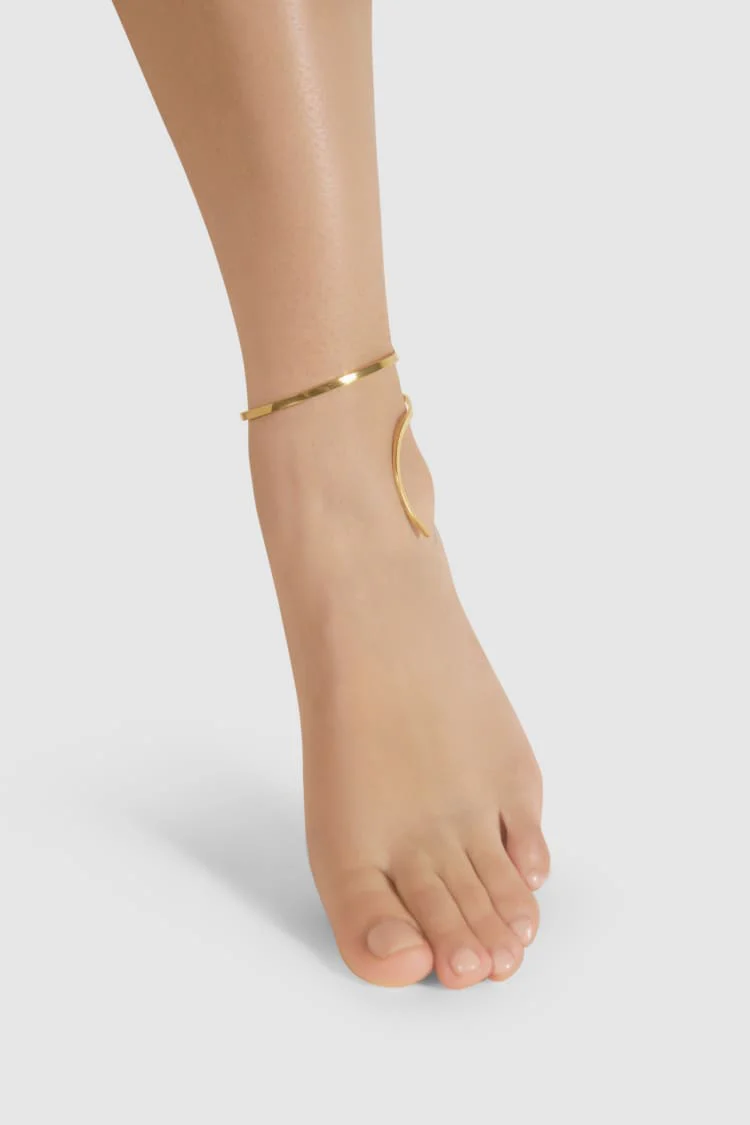 Gold Spiral Ankle Bracelet - Image 3