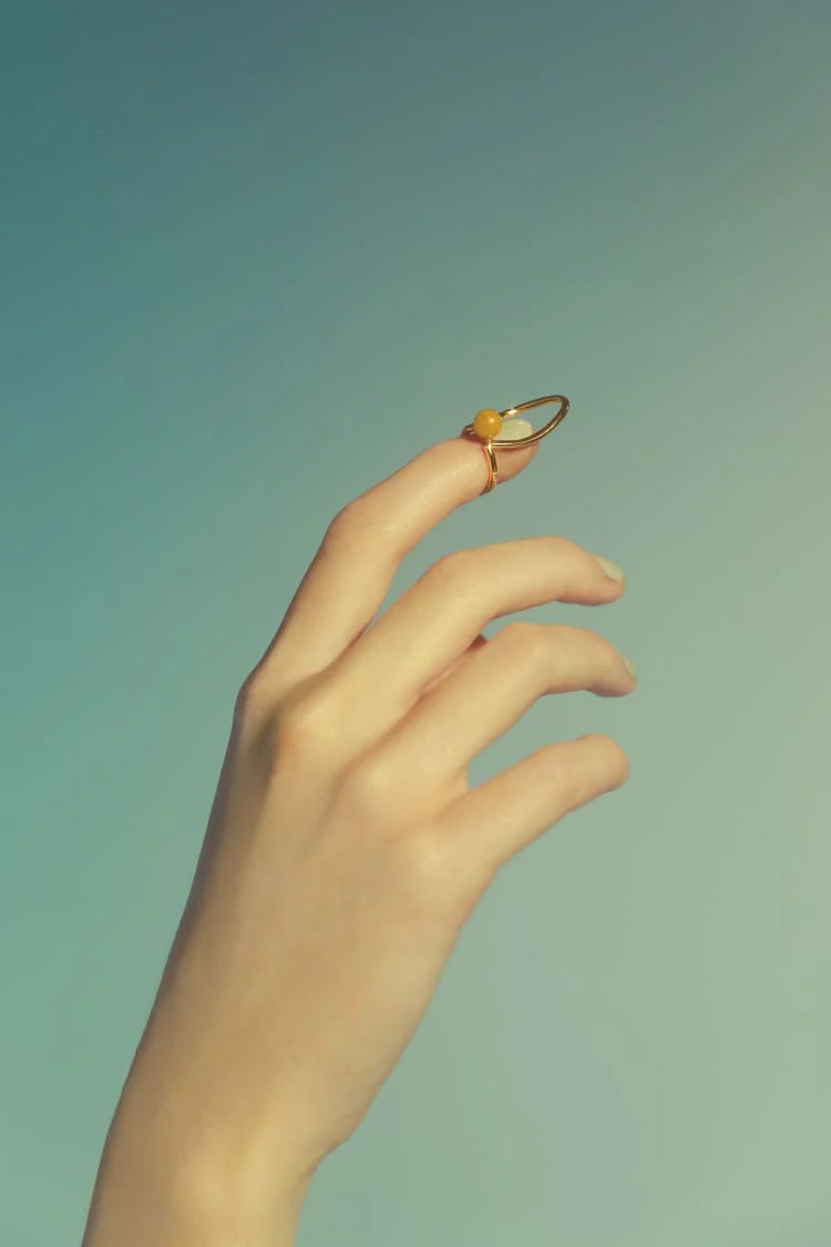 Gold Nail Ring with Embedded Stone - Image 3