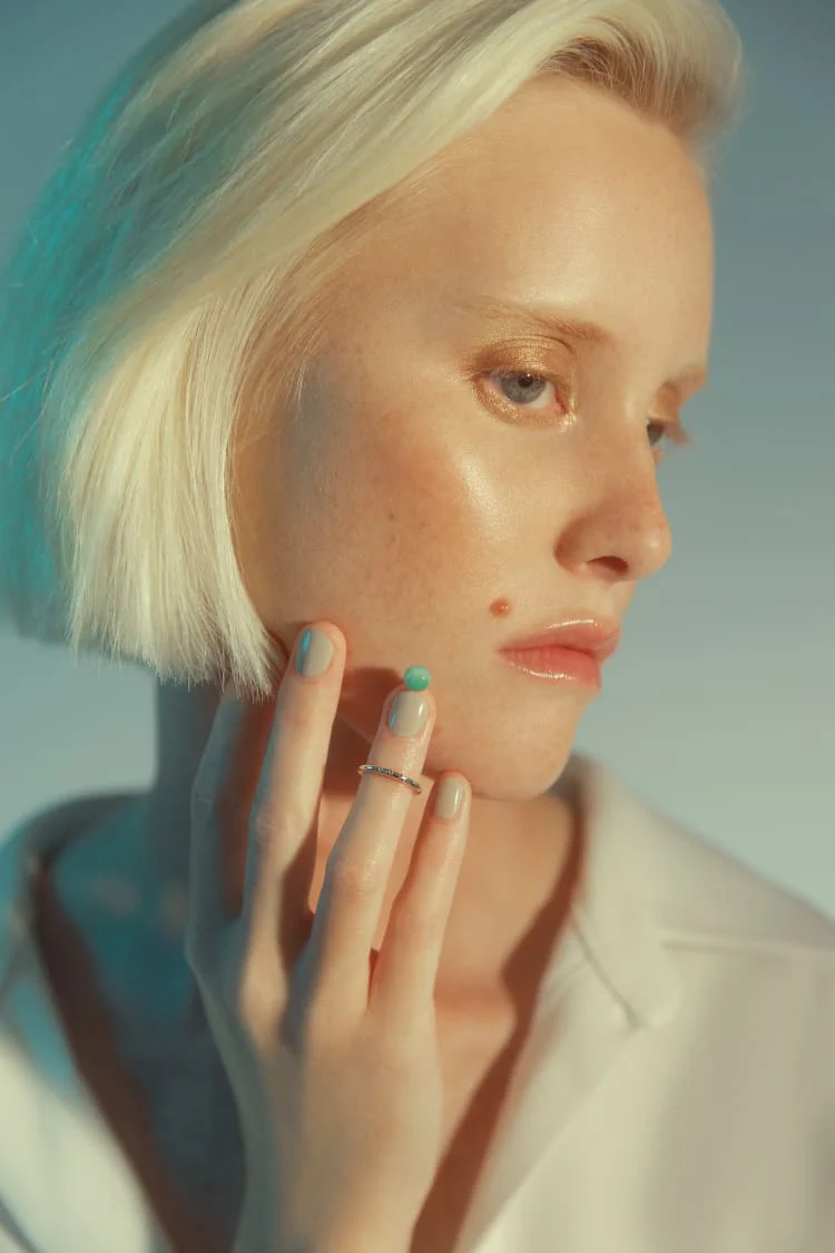 Silver Nail Ring with Stone
