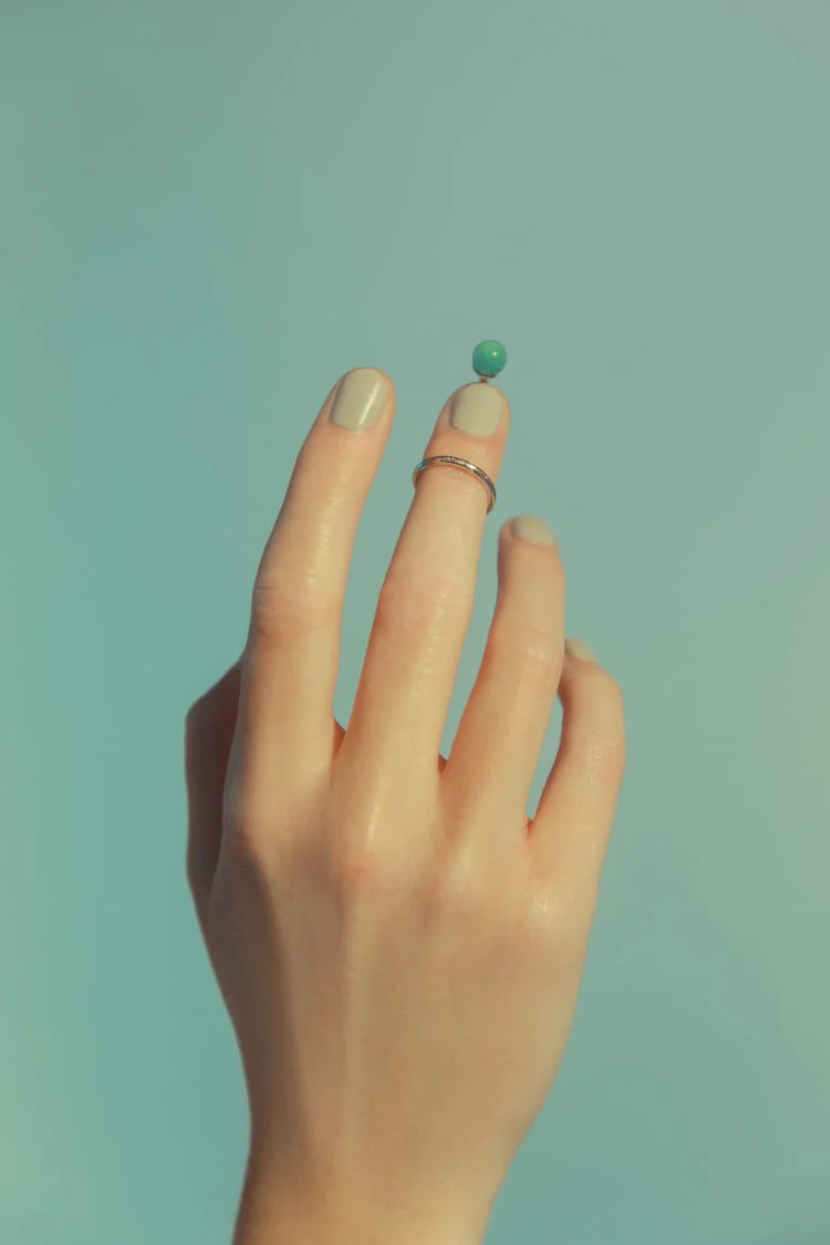 Silver Nail Ring with Stone - Image 2