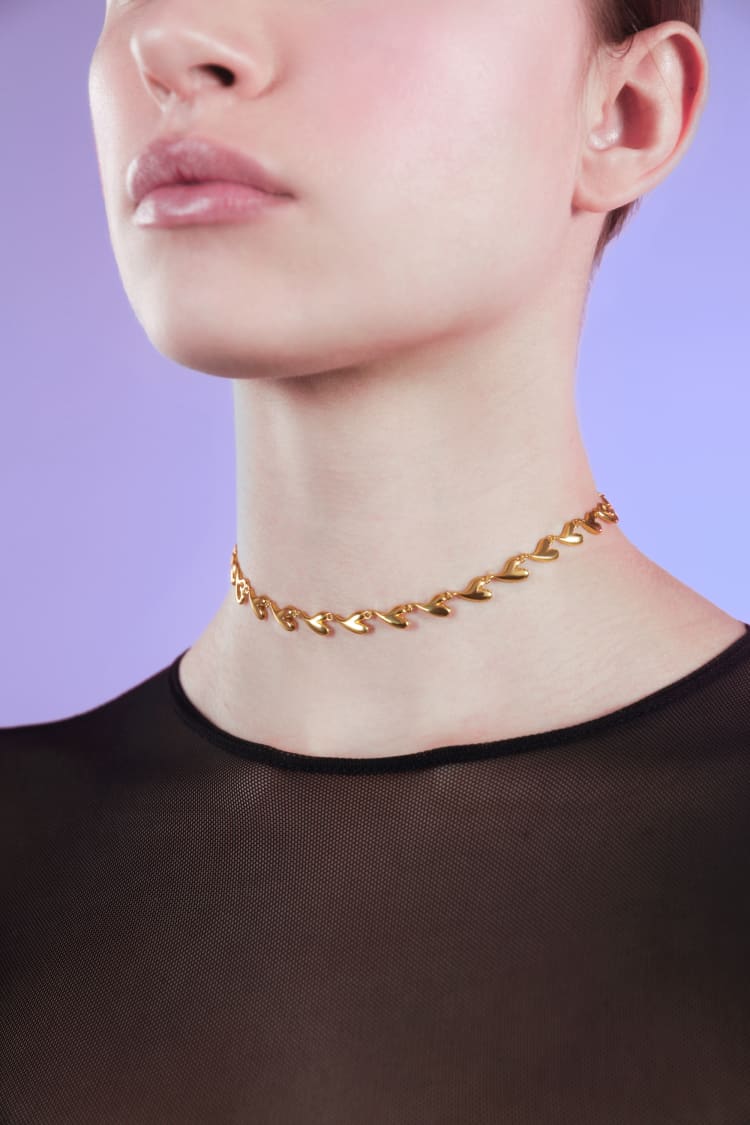 Gold Heart Chain Choker - Image 2