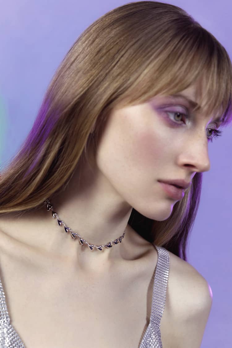 Silver Heart Chain Choker - Image 2