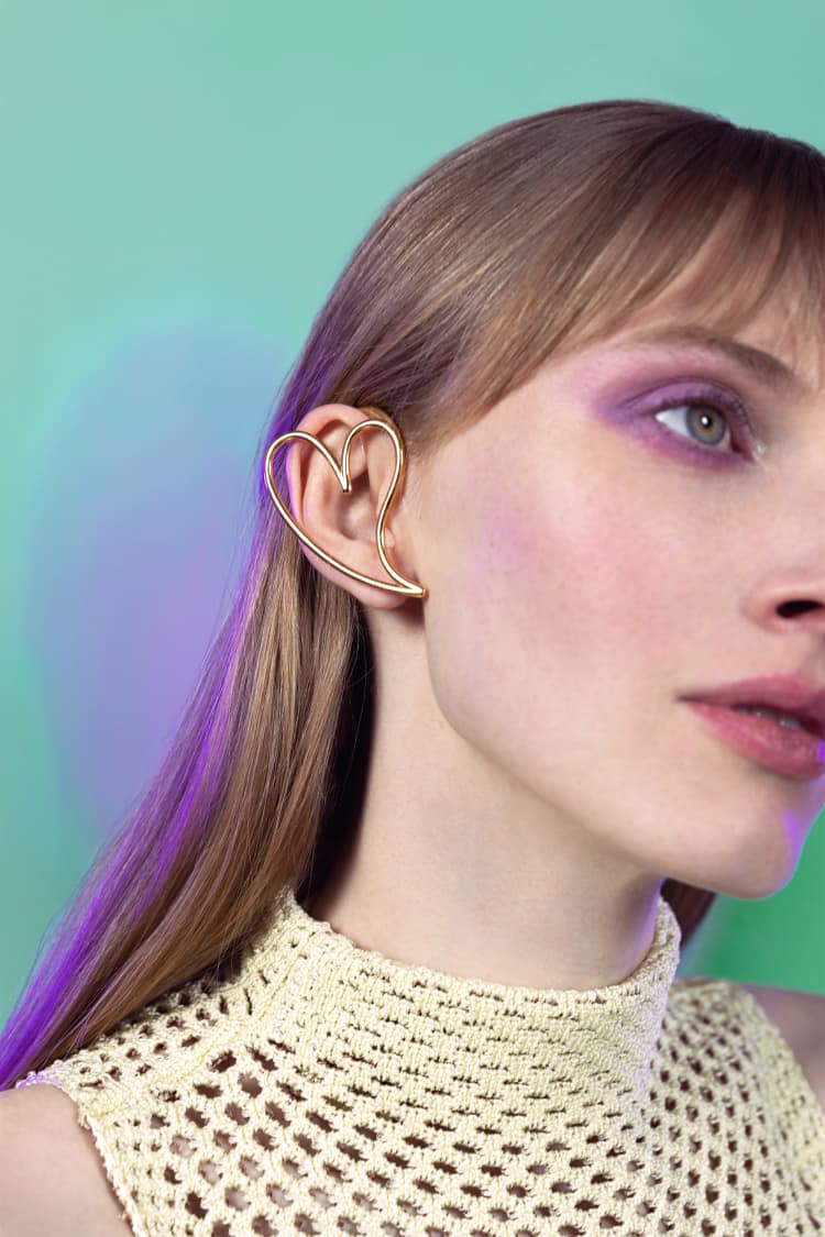Gold Heart Full Ear Cuff