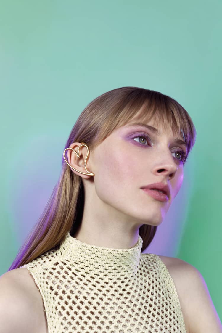 Gold Heart Full Ear Cuff - Image 2