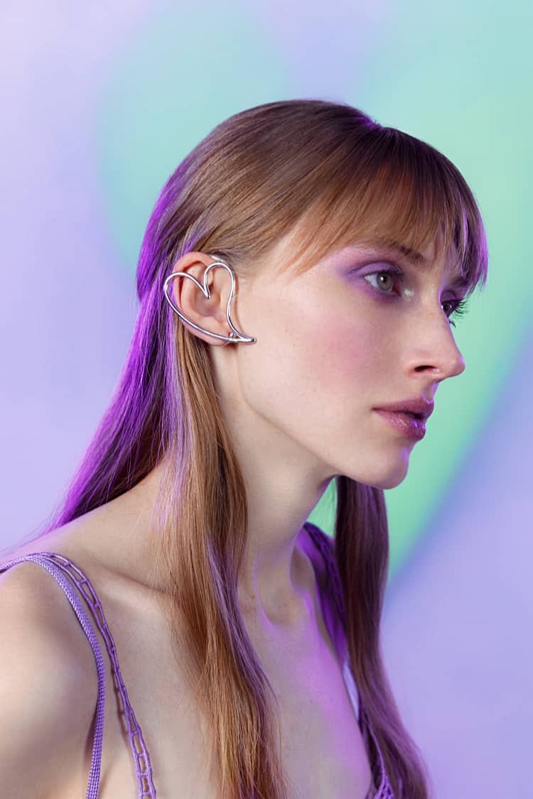 Silver Heart Full Ear Cuff - Image 2