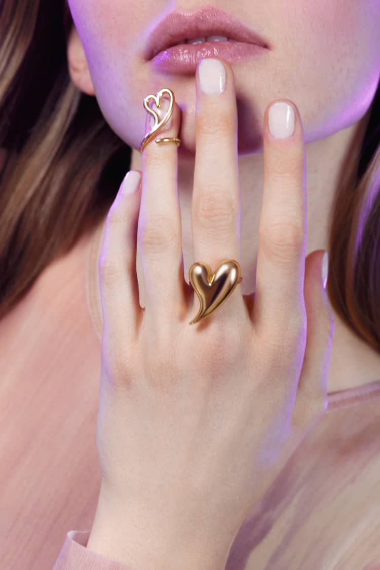 Gold Heart Shaped Love Ring - Image 3