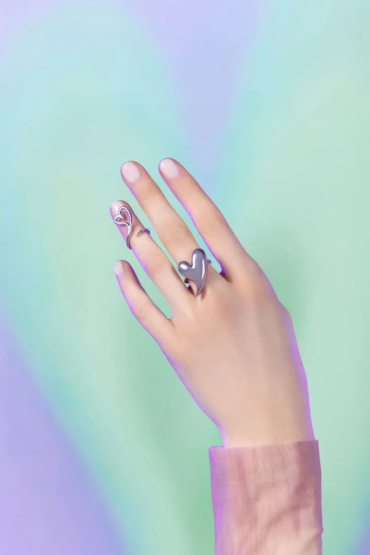 Silver Heart Shaped Love Ring - Image 2