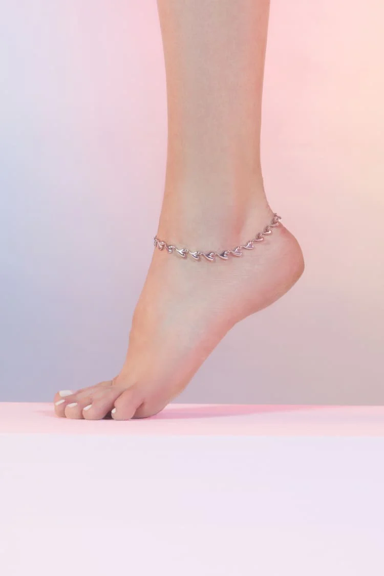 Silver Hearts Anklet