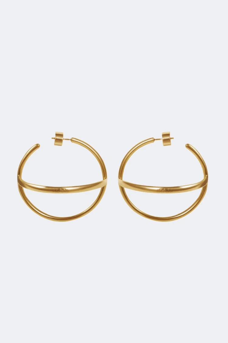 Gold Hoop Semi Cercle Earrings - Image 3