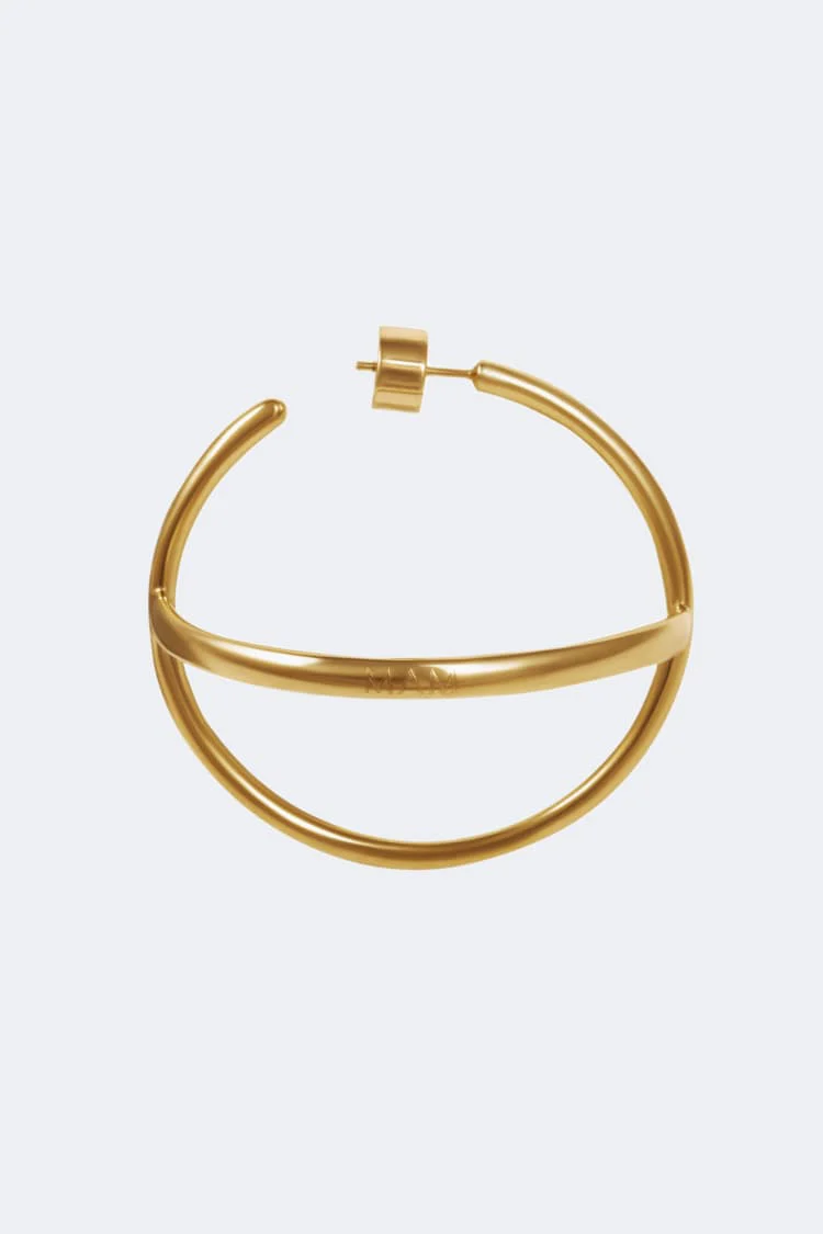 Gold Hoop Semi Cercle Earrings - Image 4