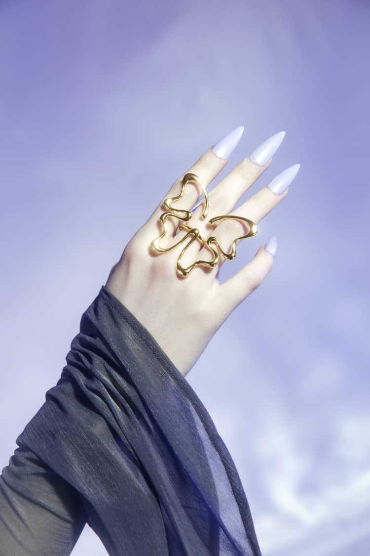 Large Gold Butterfly Ring - Image 3