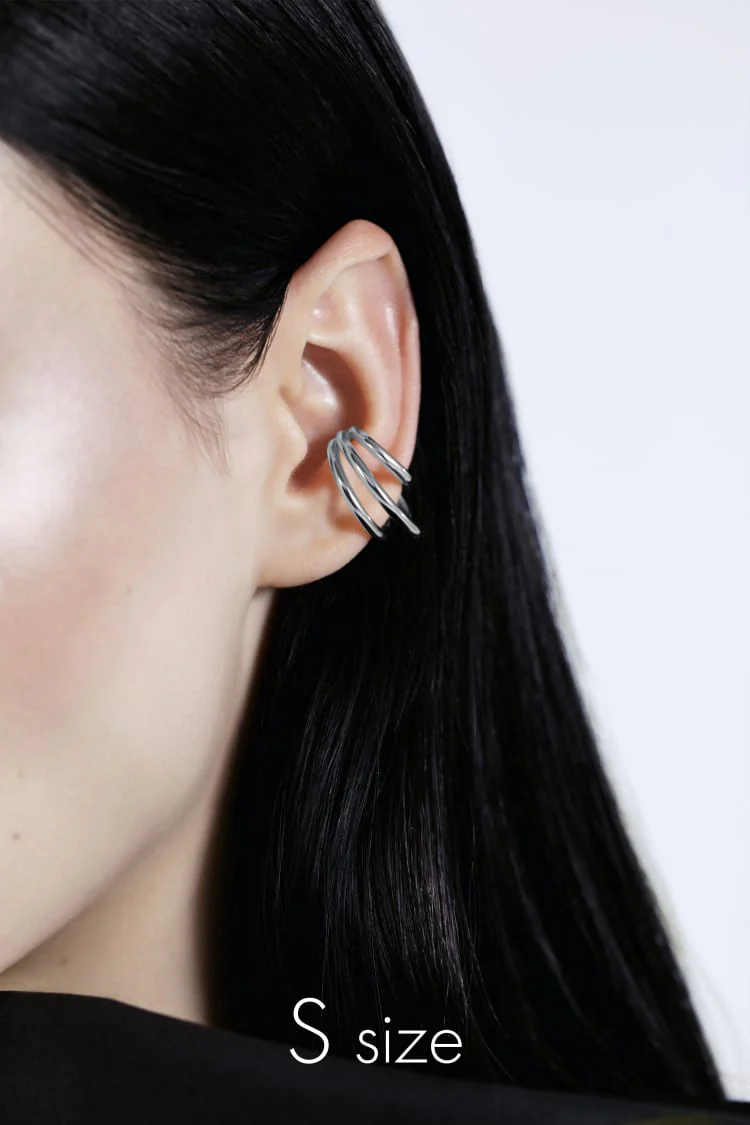 Large Silver Coils Ear Cuff - Image 3