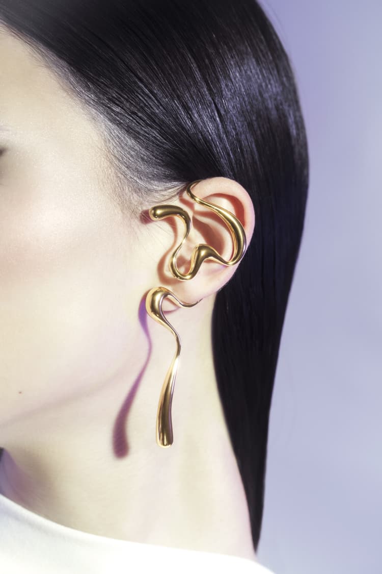 Large Gold Liquid Ear Cuff - Image 2