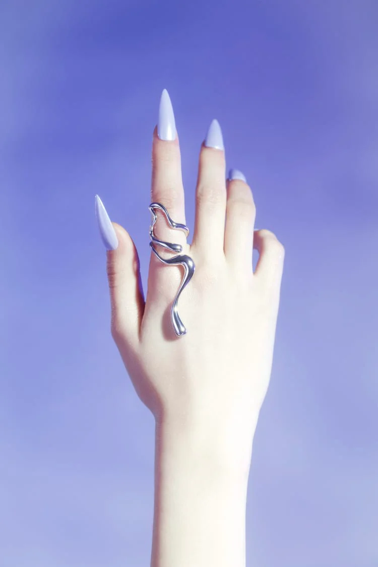 Large Silver Liquid Ring
