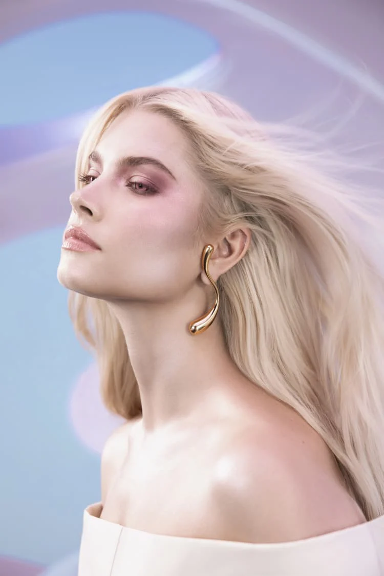 Large S-Shaped Drop Earrings - gold