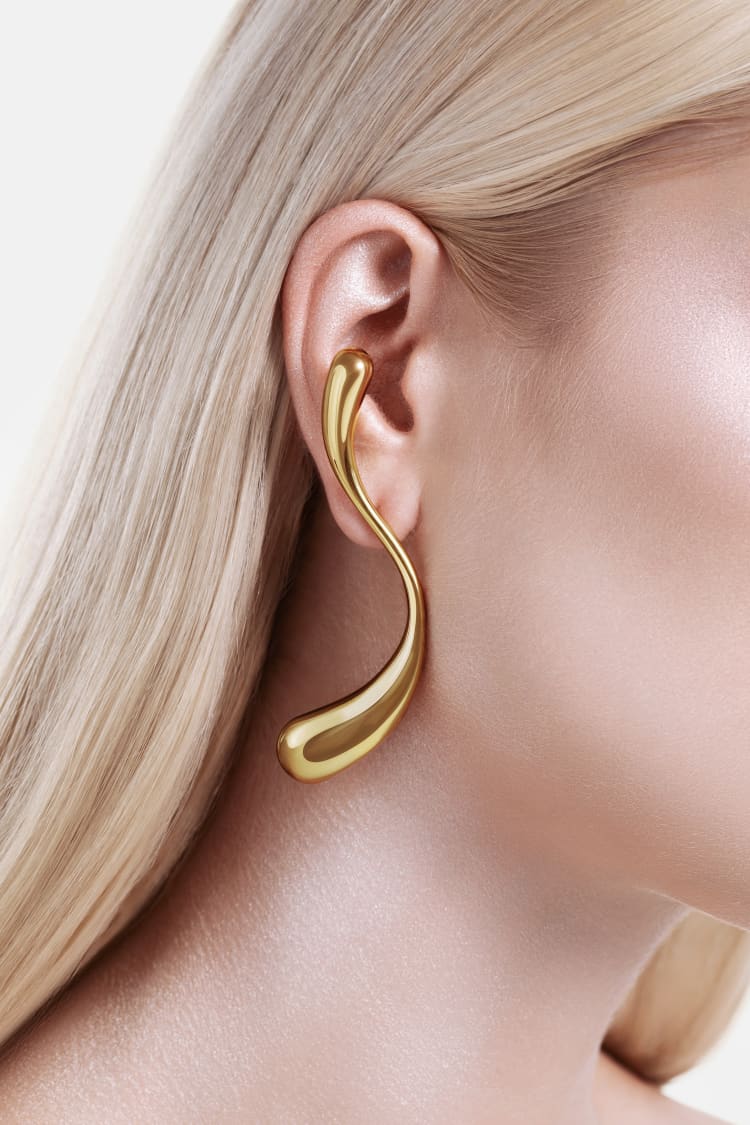 Large S-Shaped Drop Earrings - gold - Image 2