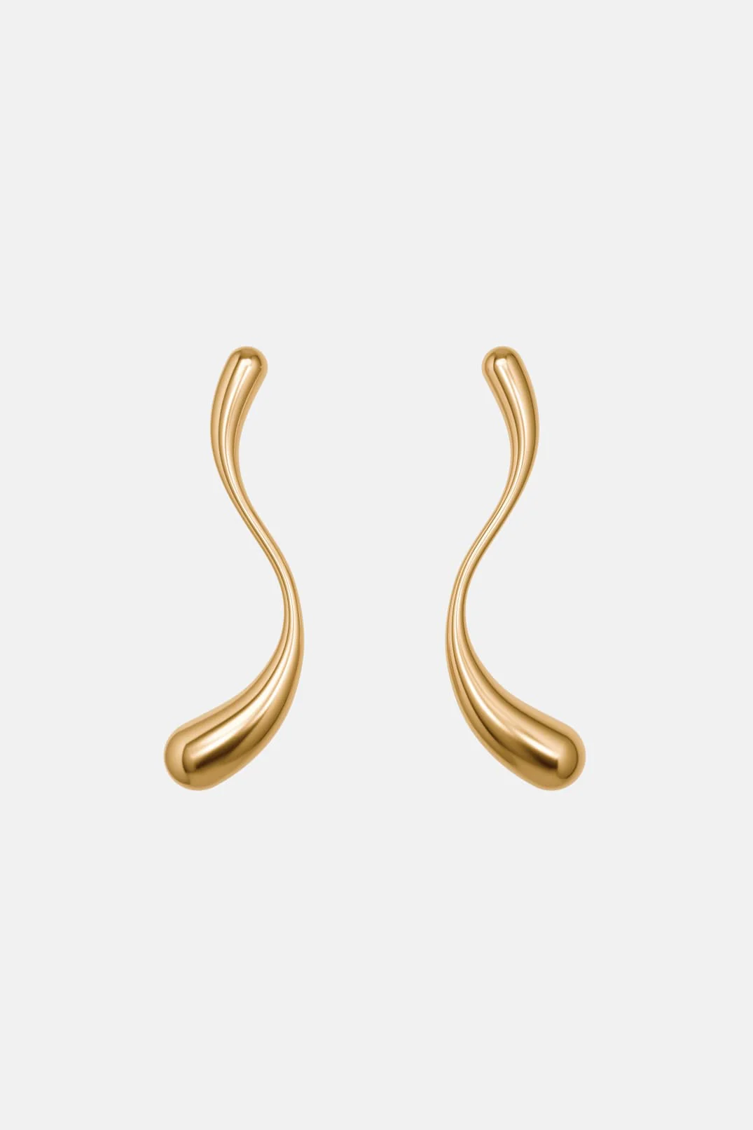 Large S-Shaped Drop Earrings - gold - Image 4
