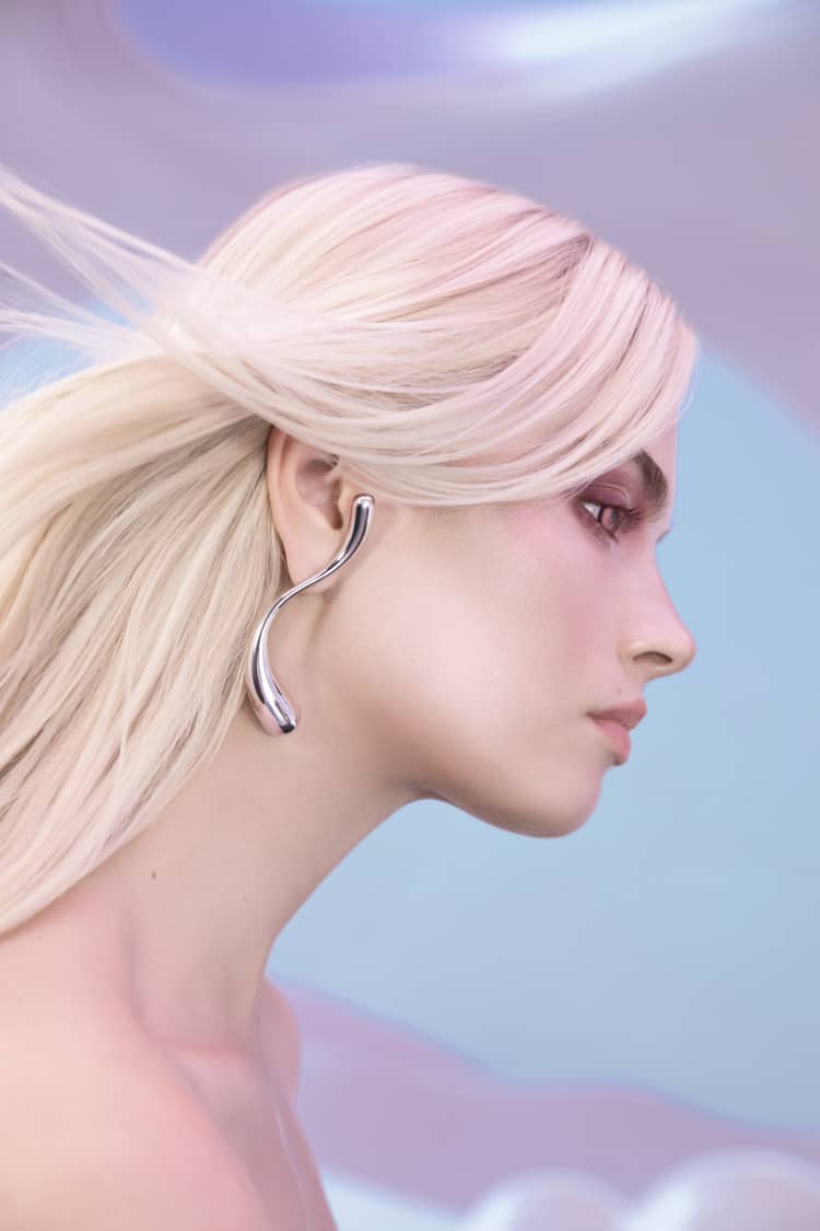 Large S-Shaped Drop Earrings - silver - Image 2