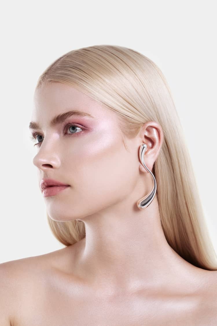 Large S-Shaped Drop Earrings - silver - Image 3