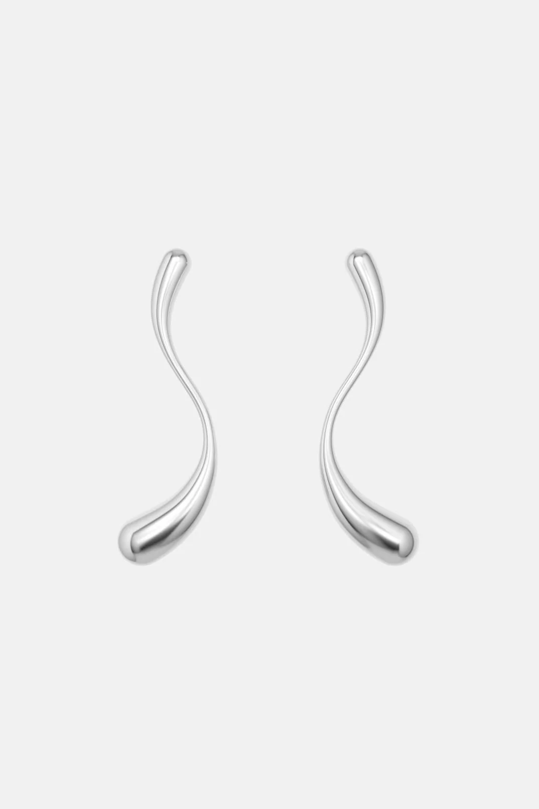 Large S-Shaped Drop Earrings - silver - Image 4