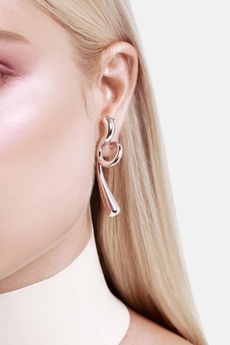 Large Twisted Drop Earrings - silver