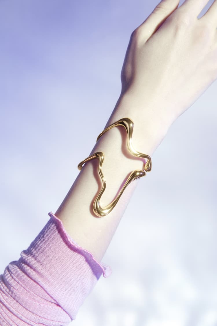 Gold Liquid Large Bangle Bracelet - Image 2