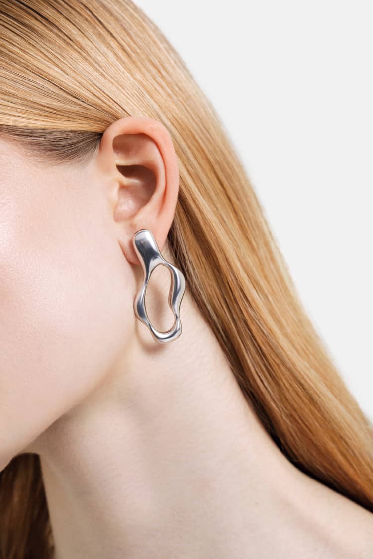 liquid silver hoop earrings - Image 2