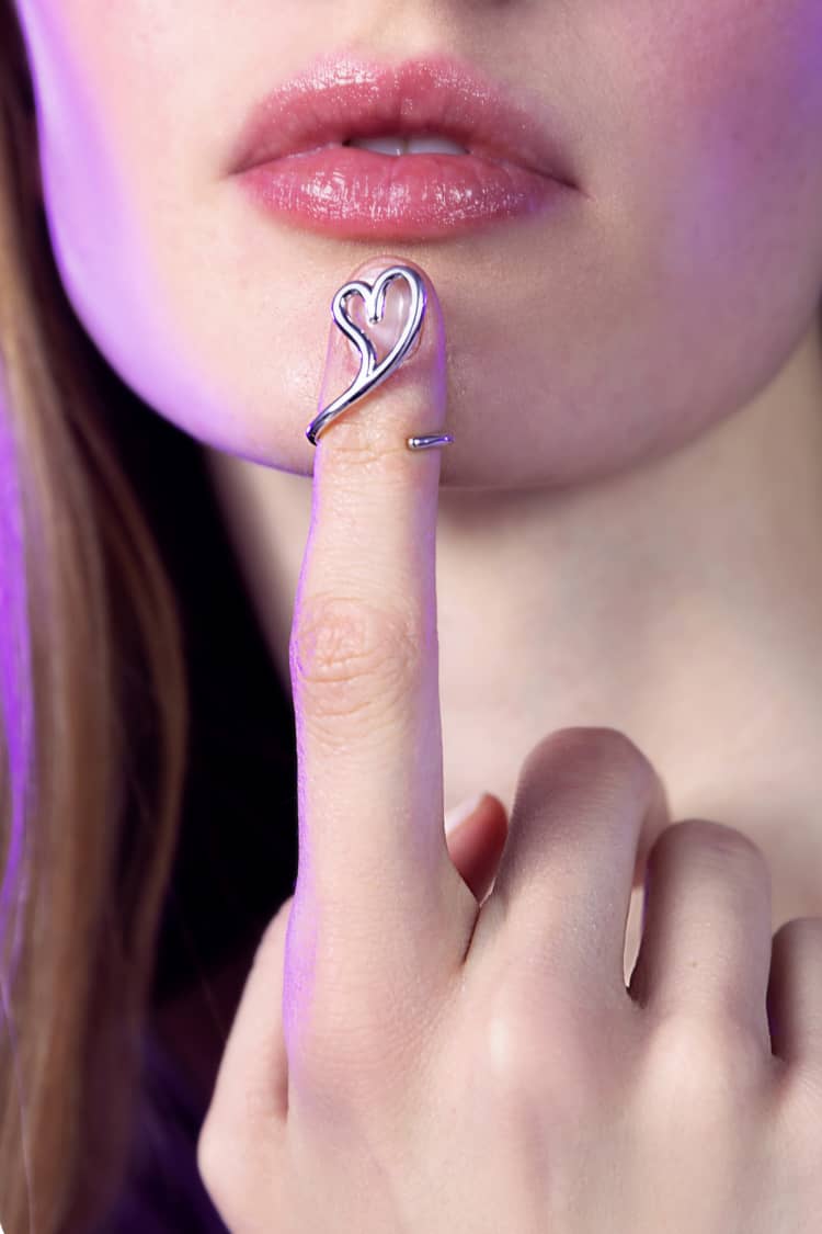 Silver Love Open Heart Midi Ring - Image 2