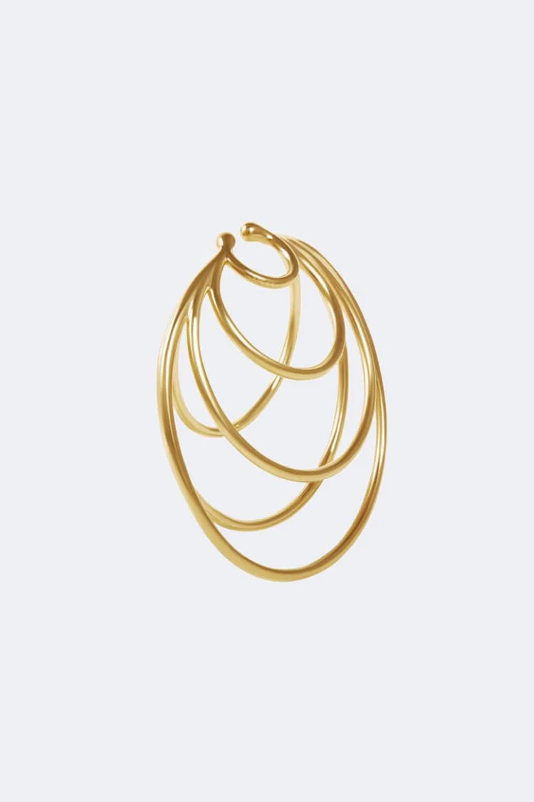 Gold Hoop Ear Cuff with Many Coils
