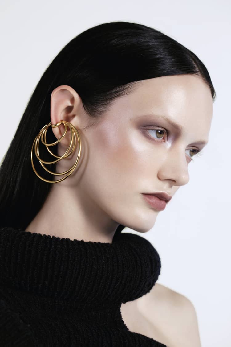 Gold Hoop Ear Cuff with Many Coils - Image 3