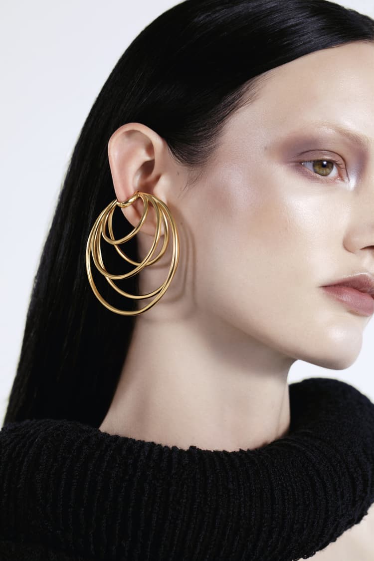Gold Hoop Ear Cuff with Many Coils - Image 4
