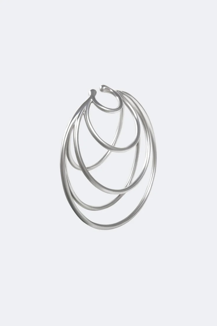 Silver Hoop Ear Cuff with Many Coils - Image 3