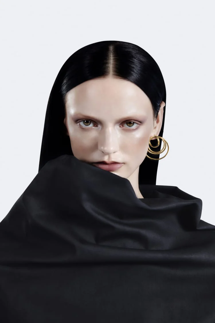 Gold Many Coils Hoop Earrings - Image 2