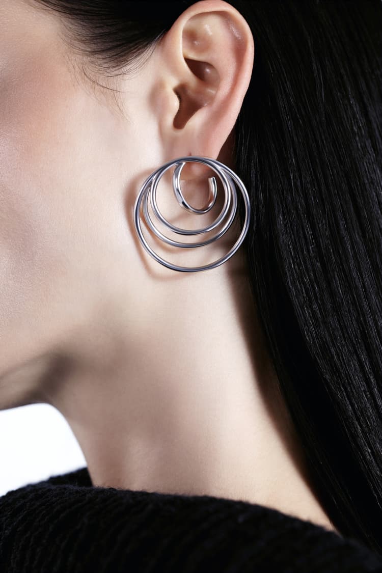 Silver Many Coils Hoop Earrings