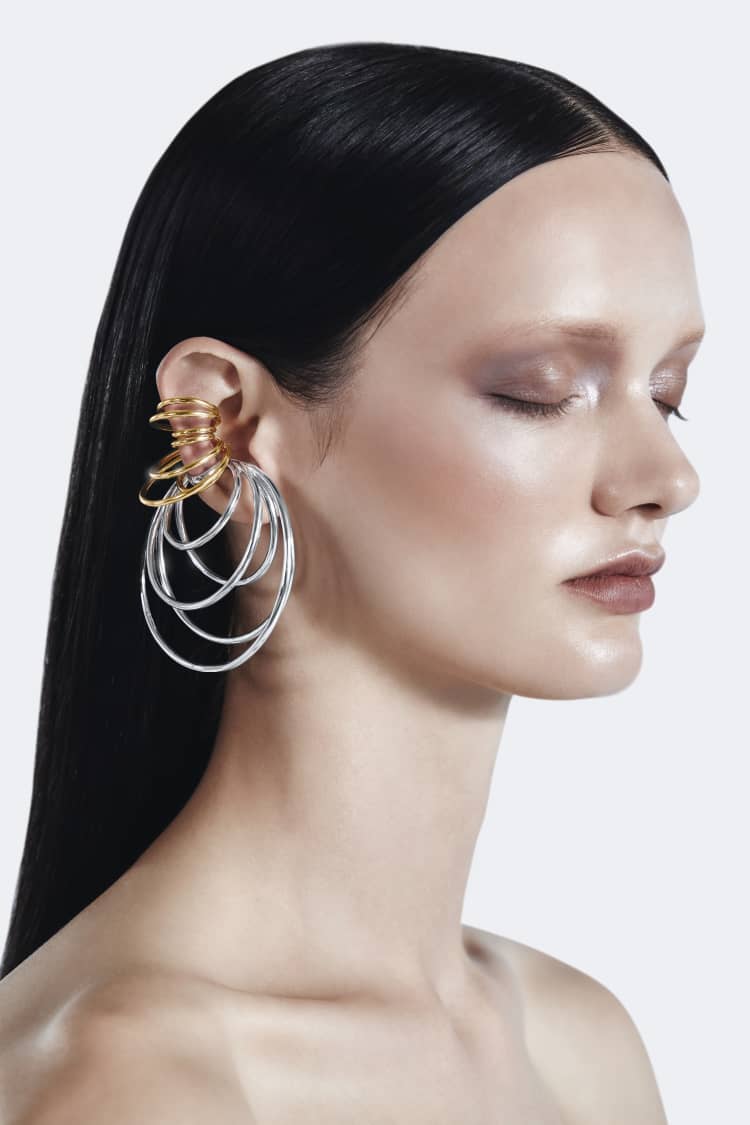Set of Gold Hoop Ear Cuffs with Many Coils