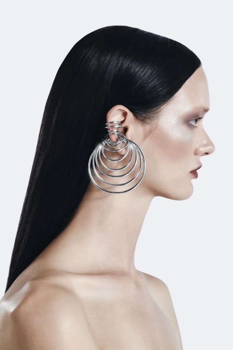Set of Gold Hoop Ear Cuffs with Many Coils - Image 2