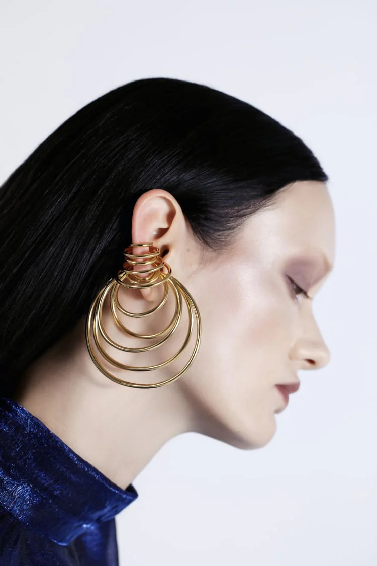 Set of Gold Hoop Ear Cuffs with Many Coils - Image 3