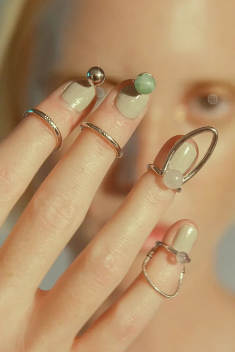 Silver Nail Rings Set - Image 2