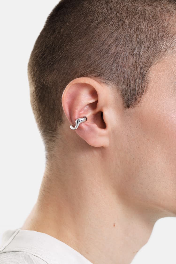 organic hoodie earcuff in silver - Image 2