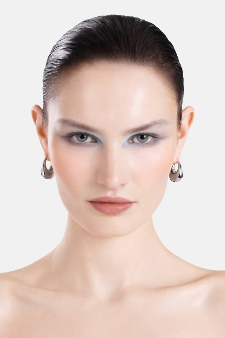 Organic Hoop Earrings in Silver - Image 3