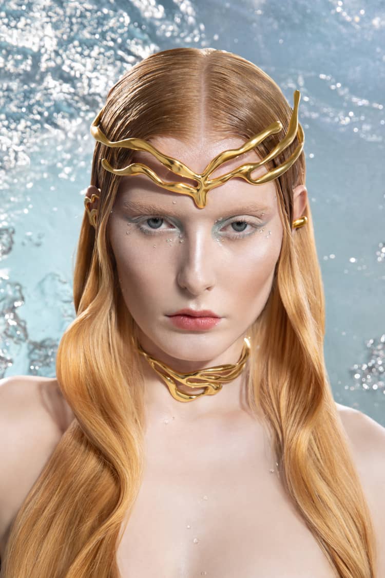 organic-shaped crown in gold