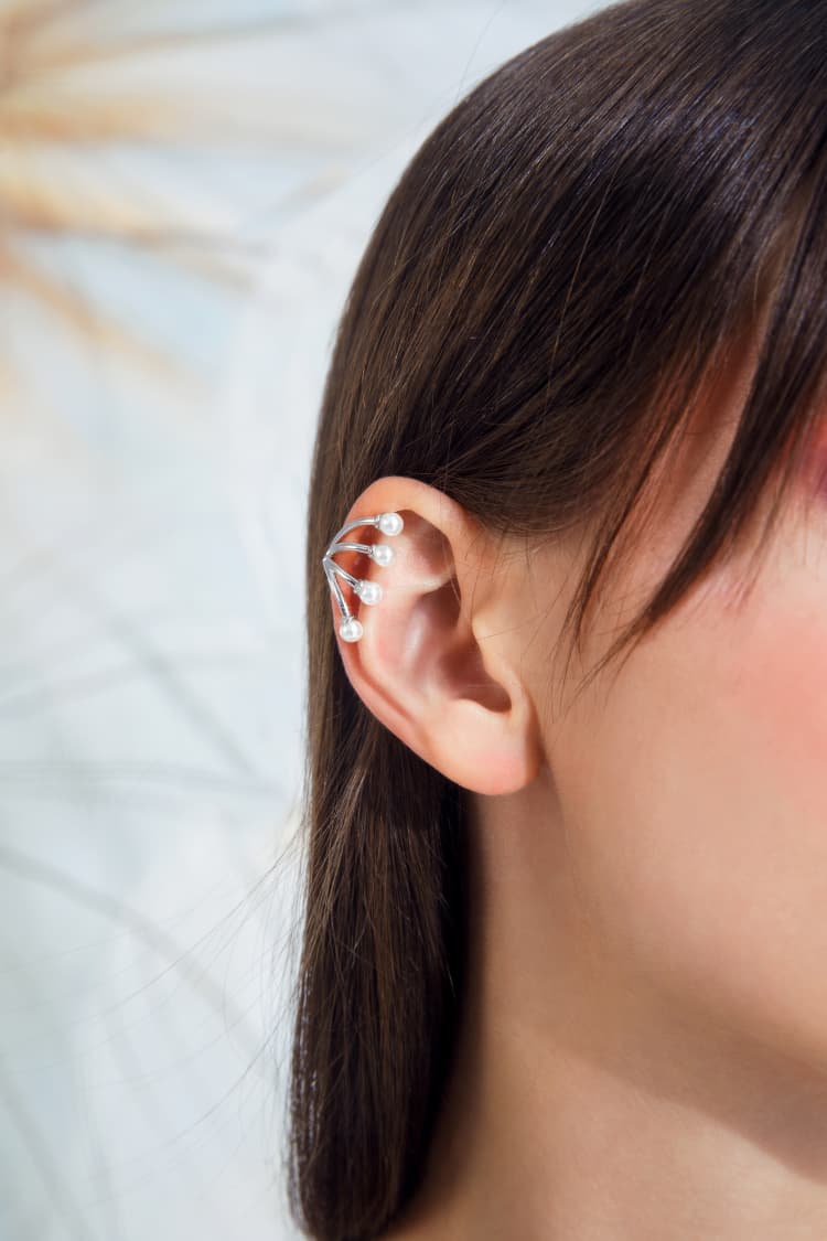 Silver Pearl Tiara Ear Cuff
