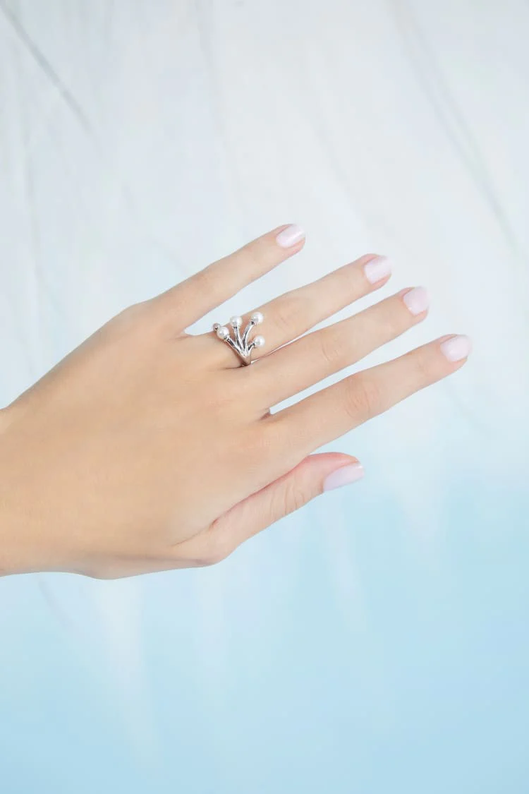 Silver Mini Pearls Jewelry Ring