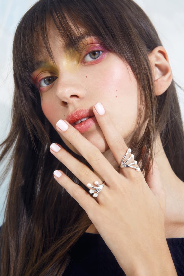 Silver Mini Pearls Ring Set