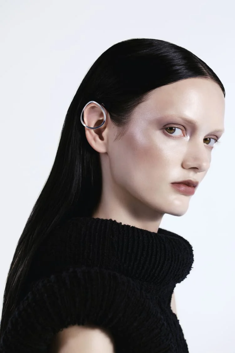Silver Perfect Round Ear Cuff - Image 2