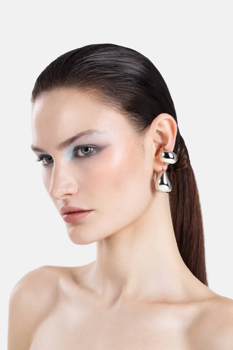 Sculptural Ear Cuff in Silver - Image 4