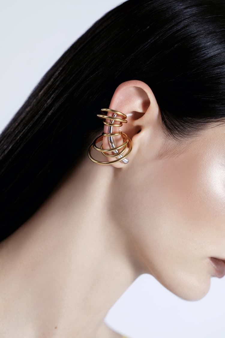 Gold Set of Ear Climber and Cuffs - Image 2