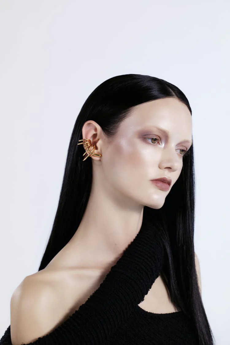 Gold Set of Ear Climber and Cuffs - Image 3