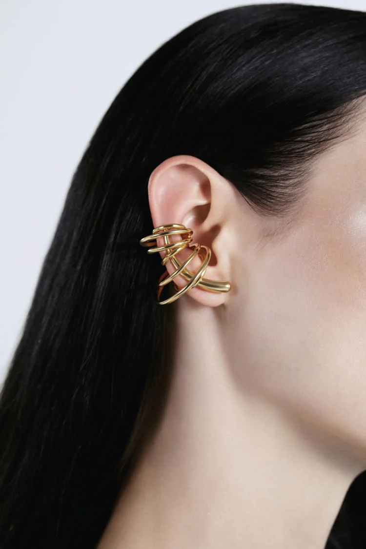 Gold Set of Ear Climber and Cuffs - Image 6